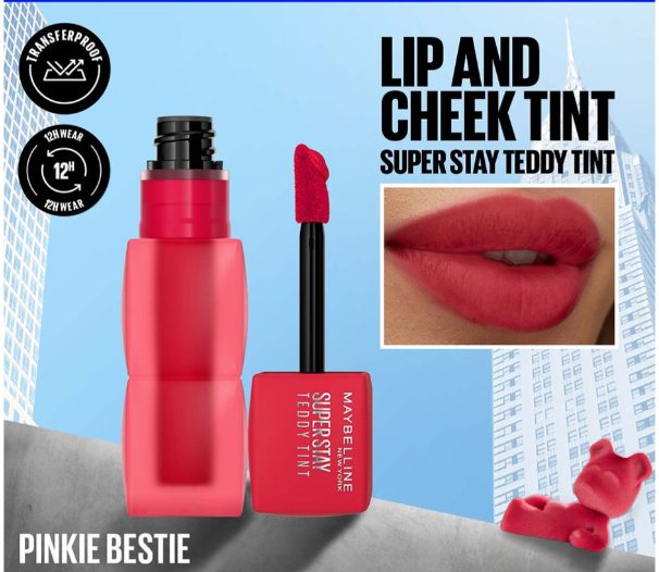 Maybelline New York Superstay Teddy Tint, Lip and Cheek Color, 5ml, 65 Pink Bestie