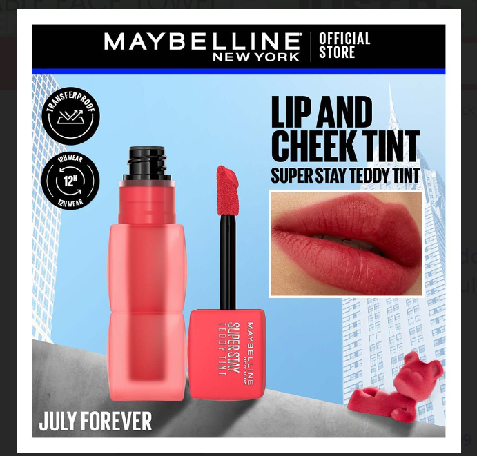 Maybelline New York Superstay Teddy Tint, Lip and Cheek Color, 5ml, 35 July Forever