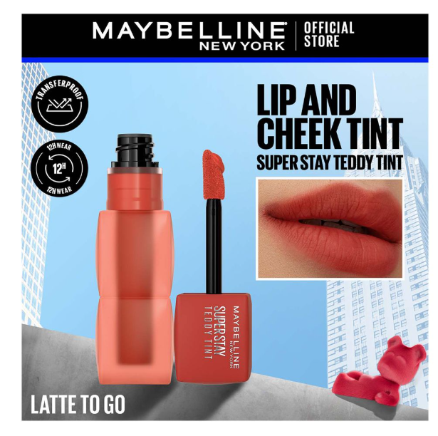 Maybelline New York Superstay Teddy Tint, Lip and Cheek Color, 5ml, 75 Latte To Go