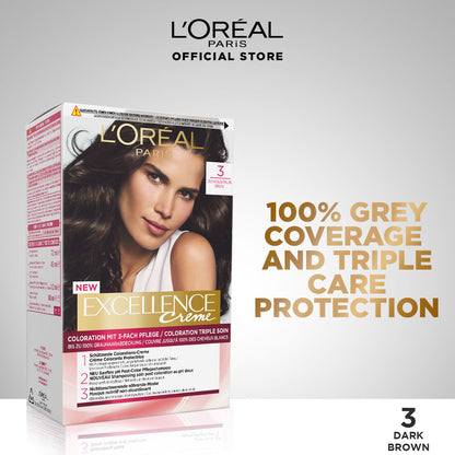 LOreal Paris Excellence Creme - 3.0 Dark Brown Hair Color