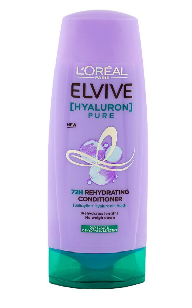 L'Oreal Paris Elvive Hyaluron Pure 72H Rehydrating Conditioner, Salicylic & Hyaluronic Acid, 175ml