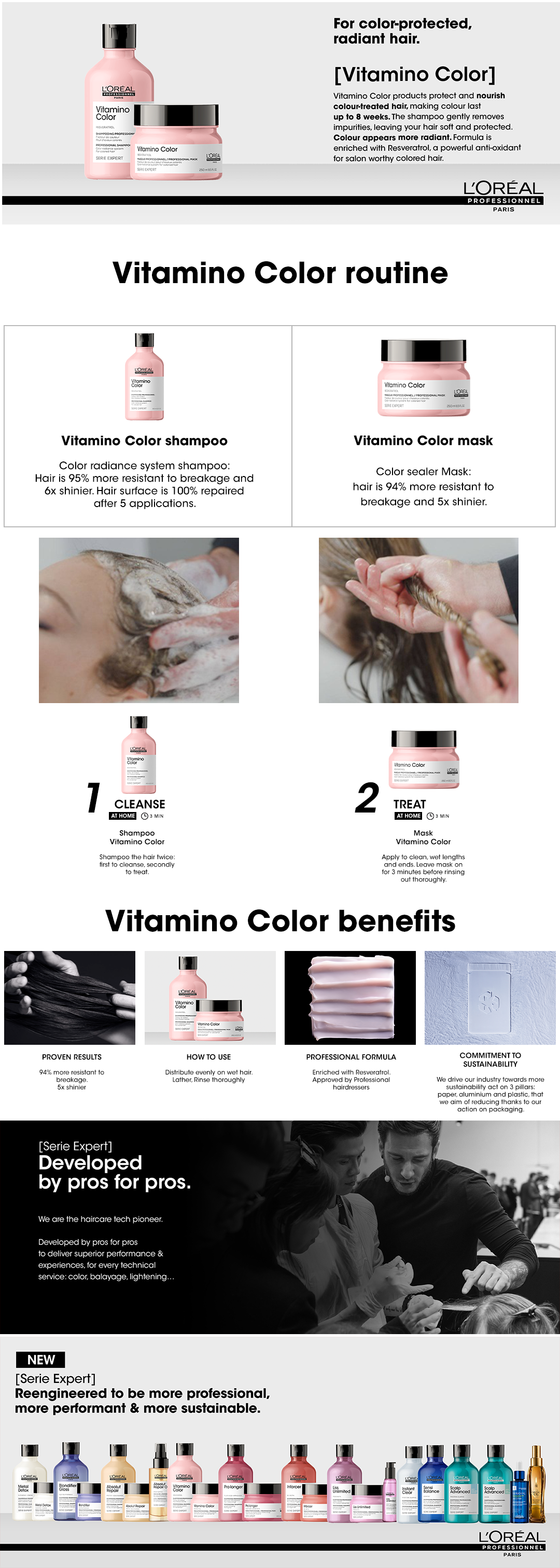 Serie Expert Vitamino Shampoo 300 ML - For Color Treated Hair